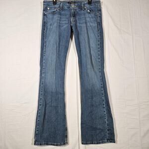Vintage Levis 524 Too Superlow Jeans Womens 13L 33x33 Blue Low Rise Bootcut Y2K